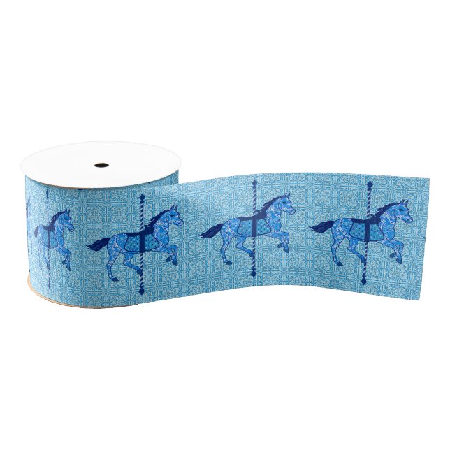 Carousel Horse - Cobalt und Sky Blue Ripsband (Spule)