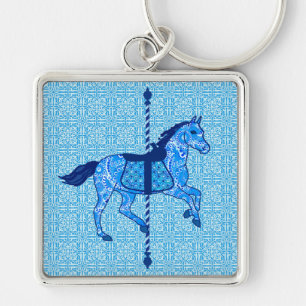 Carousel Horse - Cobalt und Sky Blue Schlüsselanhänger