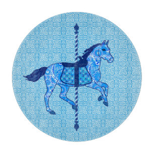 Carousel Horse - Cobalt und Sky Blue Schneidebrett