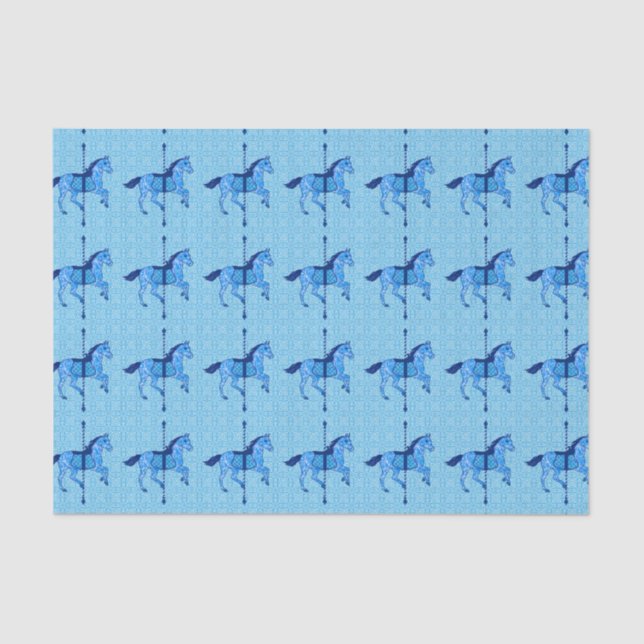 Carousel Horse - Cobalt und Sky Blue Seidenpapier (Vorderseite)