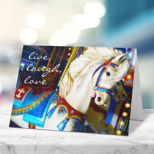 Carousel Horse Foto Live Laugh Liebe Chic Skript Karte