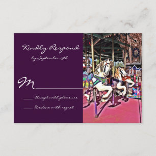 Carousel Horse Lila Carnival Wedding RSVP Cards Karte