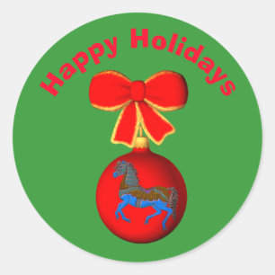 Carousel Horse Ornament Weihnachtsfeiertag Runder Aufkleber