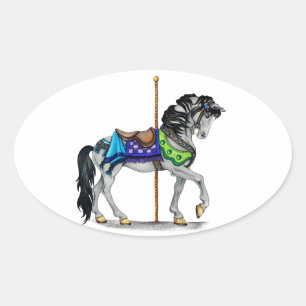 Carousel Horse Ovaler Aufkleber