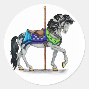 Carousel Horse Runder Aufkleber