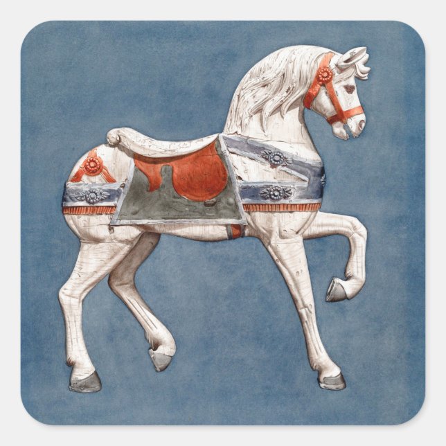 Carousel Horse von Henry Murphy Quadratischer Aufkleber (Vorderseite)