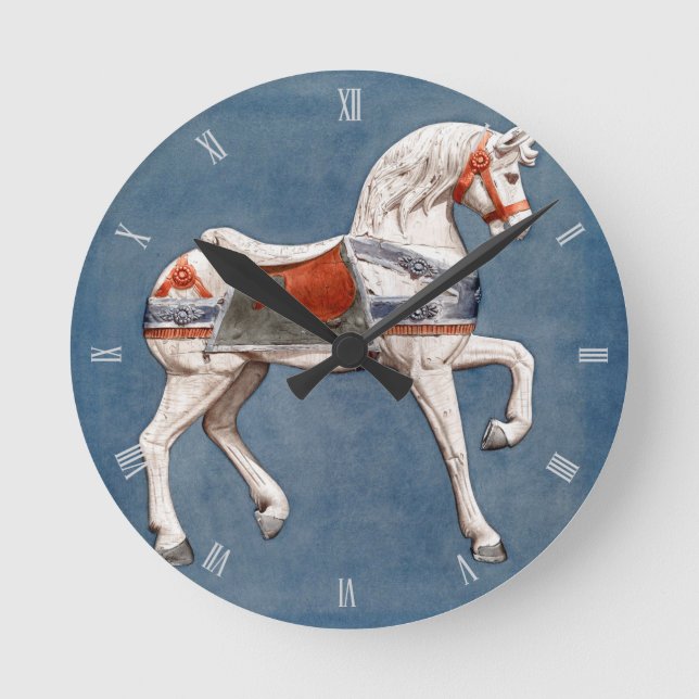 Carousel Horse von Henry Murphy  Runde Wanduhr (Vorderseite)
