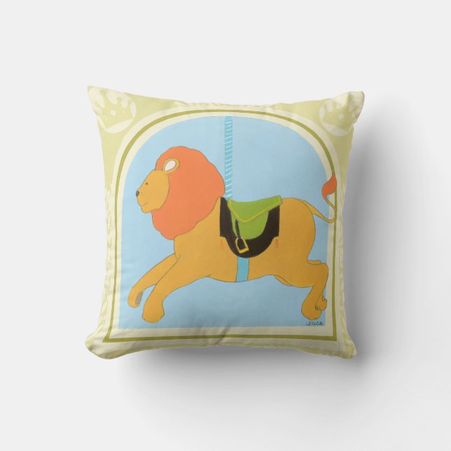 Carousel Lion von June Erica Vess Kissen (Vorderseite)