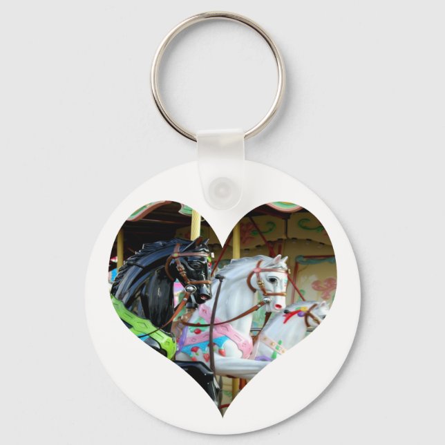 Carousel Pferde Herzkette Schlüsselanhänger (Vorderseite)
