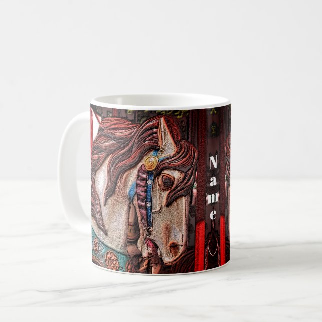 Carousel Pferdestift Personalisierte Kunst Kaffeetasse (Vorderseite Links)