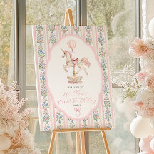 Carousel Pink First Birthday Welcome