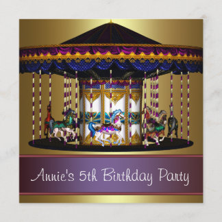Carousel Ponies Girls 5. Geburtstagsparty Einladung