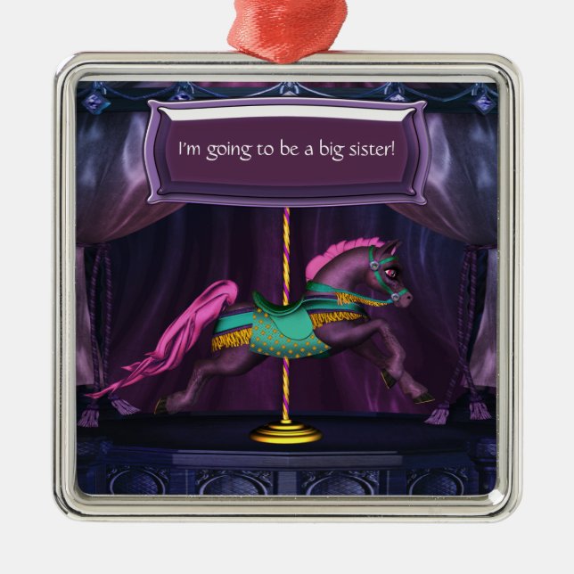 Carousel Pony Big Sister Keepake Ornamnet Ornament Aus Metall (Vorne)