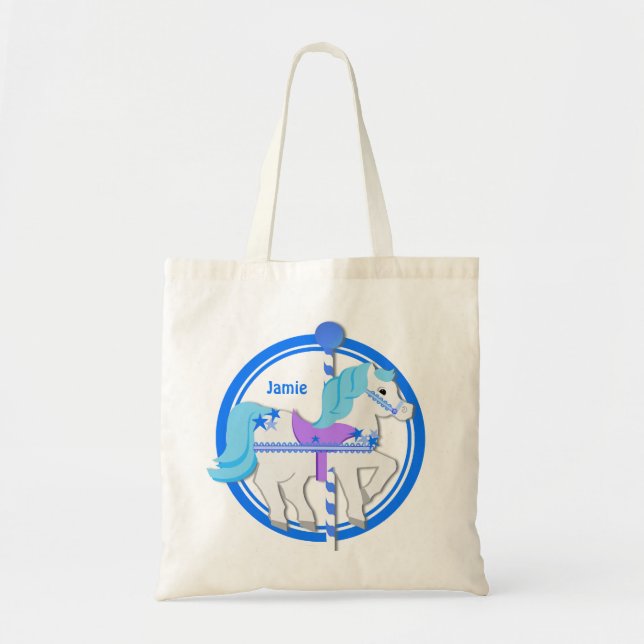 Carousel Pony Blue mit Sternen Tragetasche (Vorne)