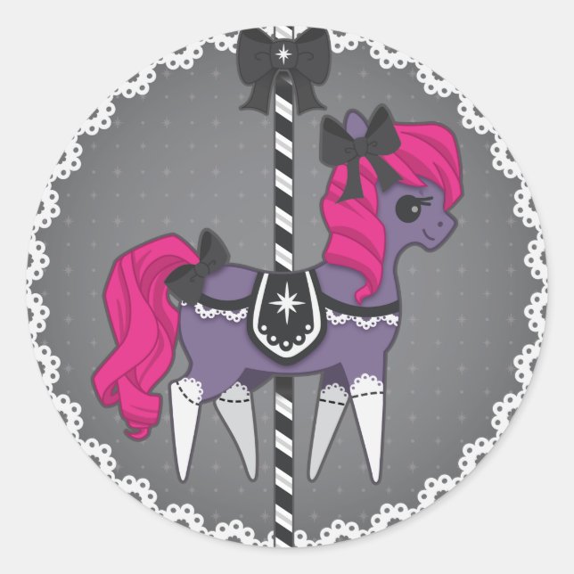 Carousel Pony - Gothic Lolita Runder Aufkleber (Vorderseite)