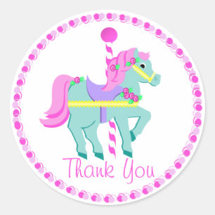 Carousel Pony Pink Runder Aufkleber
