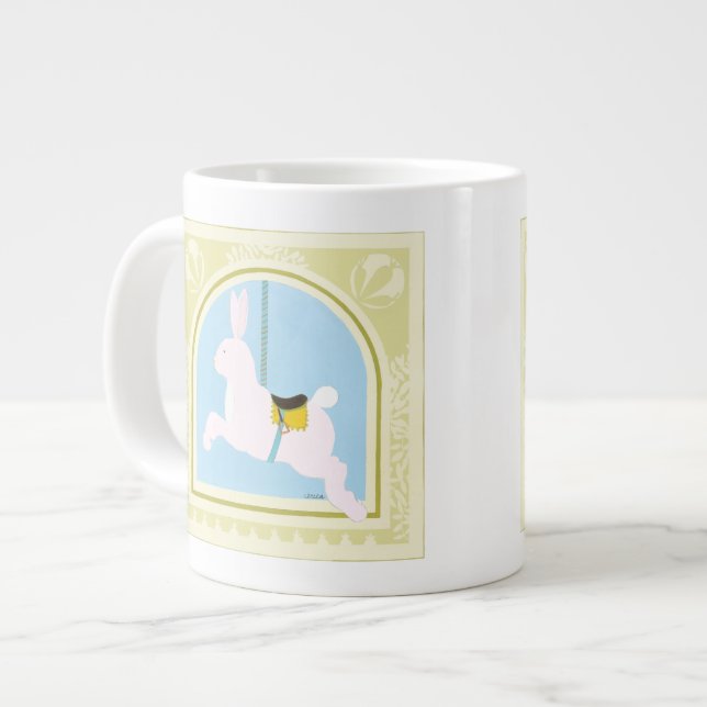 Carousel Rabbit von June Erica Vess Jumbo-Tasse (Vorderseite Links)
