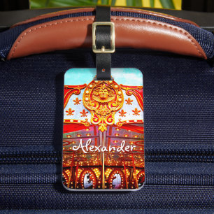 Carousel Retro Vintages Gold Gesicht Foto individu Gepäckanhänger