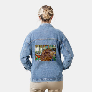 Carousel Roaring Lion Brown Mane Red Green Saddle Jeansjacke