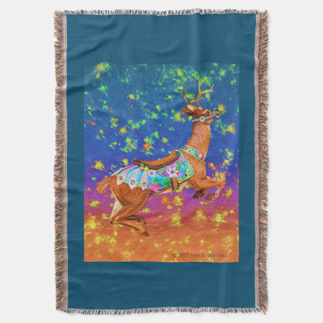 Carousel Stag Throw Blanket Decke (Vorderseite Vertikal)