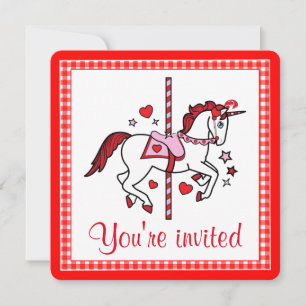 Carousel Unicorn Valentinstag Party Einladung