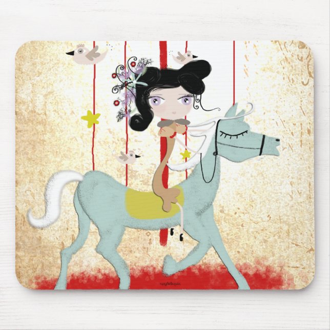 Carousel Vogel Pferdoll Kinder Dekoration leichte  Mousepad (Vorne)