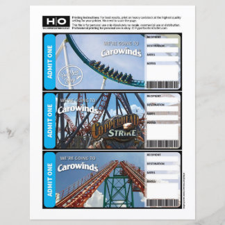 Carowinds Mock Ticket für Reisen und Veranstaltung