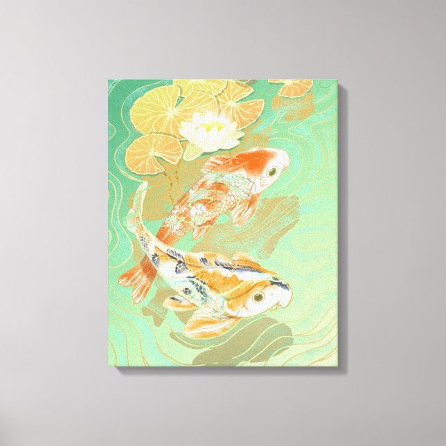 Carp Koi Fish Water Lily Pond Leinwand (Vorderseite)