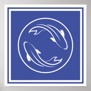 Carp Koi Yin Yang Zen Spiritualität Chinesischer F Poster