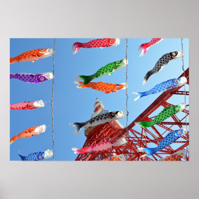 Carp Streamers (Koinobori): Tokio, Japan Poster (Vorne)