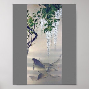 Carp und White Wisteria, Watanabe Seitei Poster