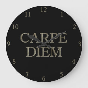 Carpe Diem Black Wall Uhr