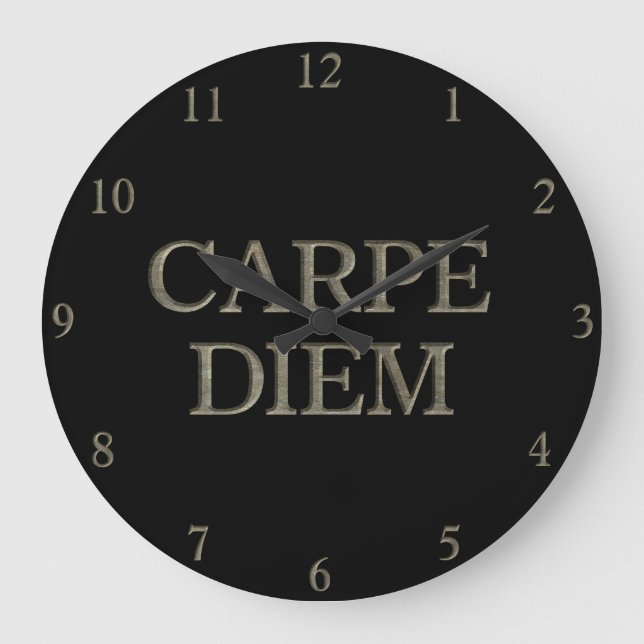 Carpe Diem Black Wall Uhr (Vorderseite)
