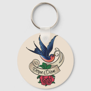 Carpe Diem Bluebird Tattoo Schlüsselanhänger