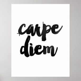 "Carpe Diem" Gold Brush Motivierend Quotenposter Poster