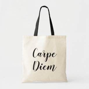 Carpe Diem Handbrief Typografie Leinwand Tasche