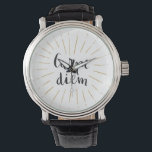 Carpe Diem Handschrift Typografie Design Armbanduhr<br><div class="desc">Nehmen Sie den Tag Karpe Diem Handschrift Pinselstrich Typografie Designer Männer und Frauen Accessoires Armbanduhr. Koordination der Artikel in unserem Shop!</div>