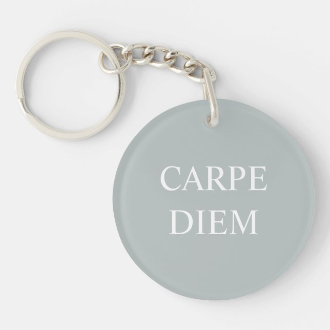 Carpe Diem Latin Quote Schlüsselring - Grau (Vorderseite)