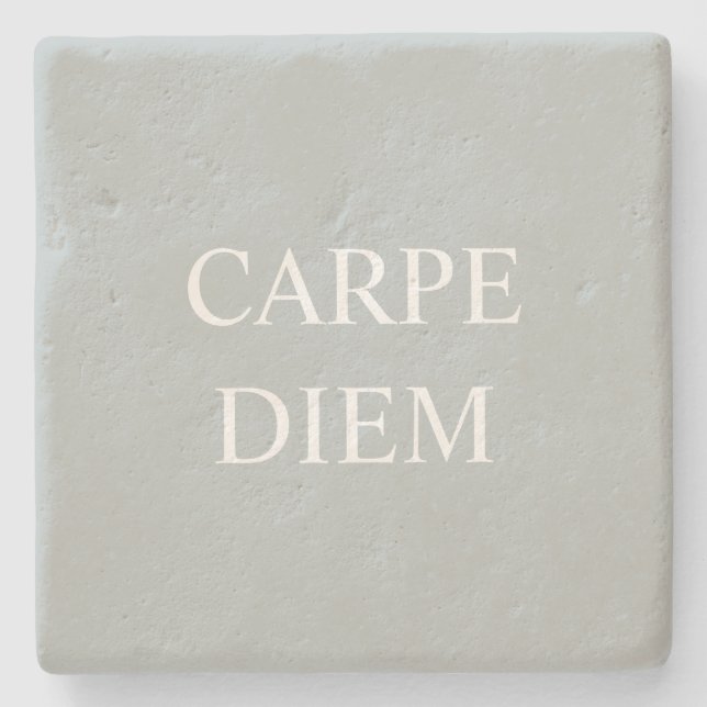 Carpe Diem Latin Quote Stone Untersetzer - Grau (Vorderseite)