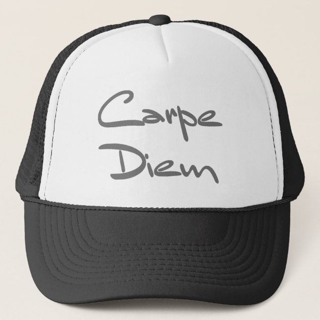 CARPE DIEM Moderner Cooler Text Truckerkappe (Vorderseite)