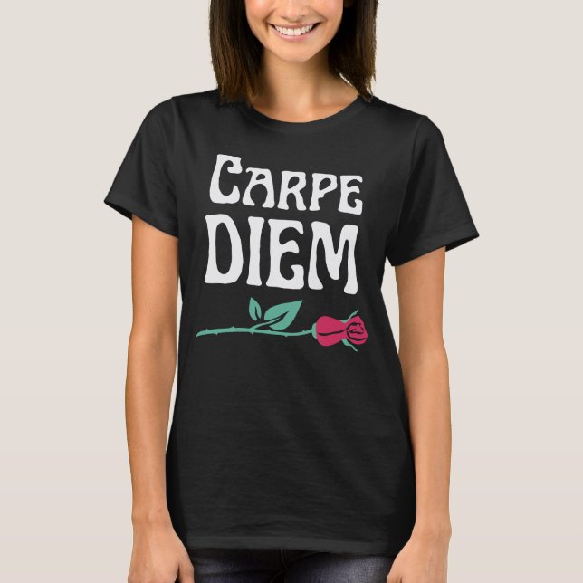 Carpe Diem Motivierend Wisdom Dark Academy T-Shirt (Vorderseite)