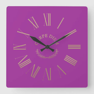 Carpe Diem Pink Acrylic Wall Clock Quadratische Wanduhr