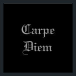 Carpe Diem Poster<br><div class="desc">Stilvolles Carpe Diem Poster. Thema - lateinische "mock latin" Schrift Zitat moderne schwarz-silber monochrome Ermutigung inspirierende Worte</div>