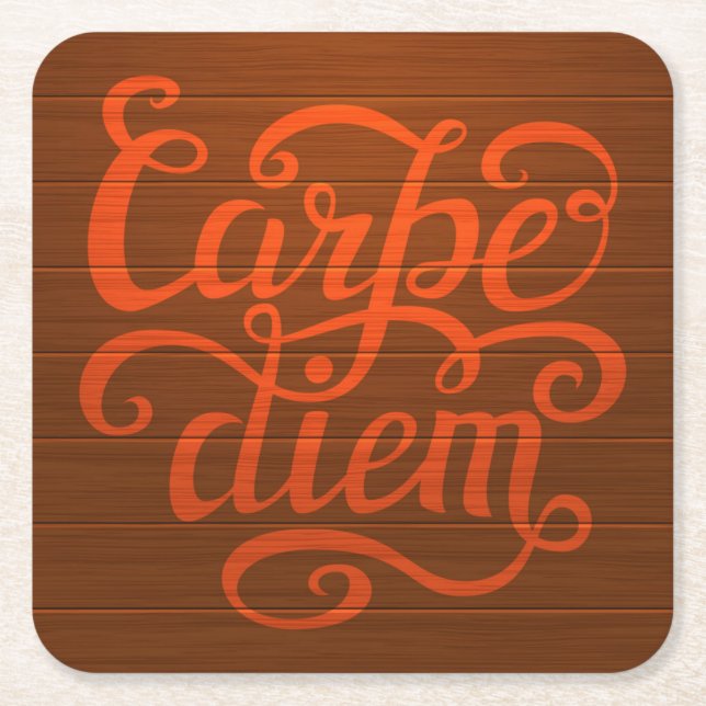 Carpe Diem' Rechteckiger Pappuntersetzer (Vorderseite)