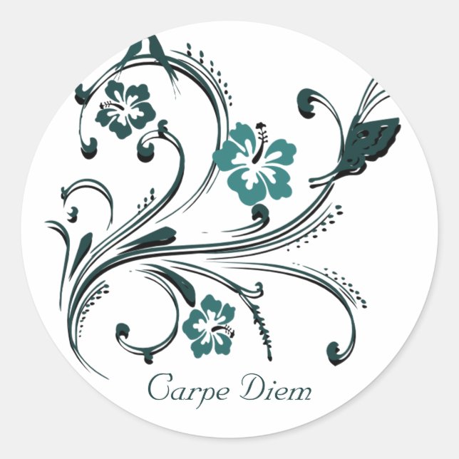 Carpe Diem Runder Aufkleber (Vorderseite)