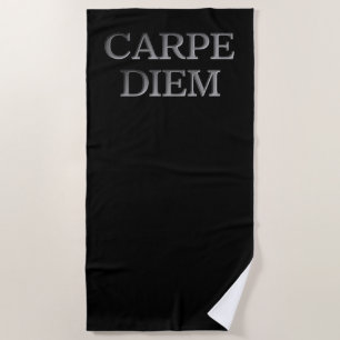 Carpe Diem schwarzes Strandtuch