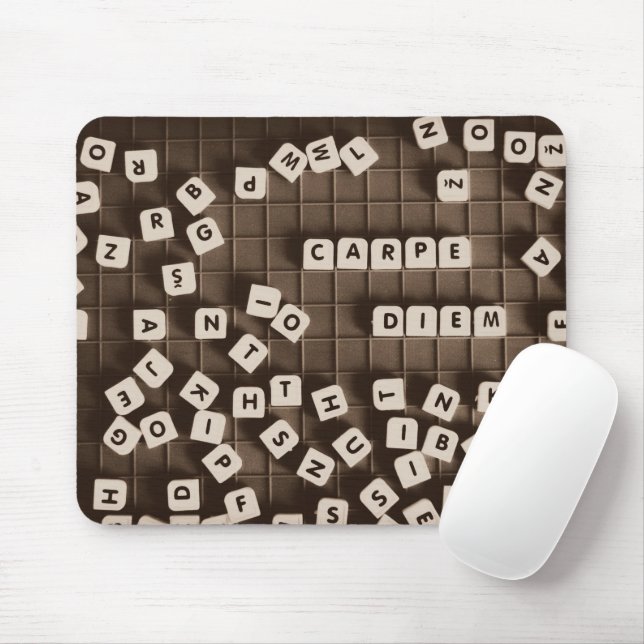 Carpe Diem Scrambled Letter Tiles Mousepad (Mit Mouse)