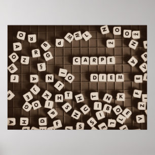 Carpe Diem Scrambled Letter Tiles Poster