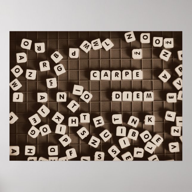 Carpe Diem Scrambled Letter Tiles Poster (Vorne)