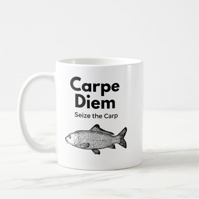 Carpe Diem Seize Carp Fishing Shirt, Funny Kaffeetasse (Links)